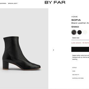 By Far Sofia Black Leather Ankle Boot